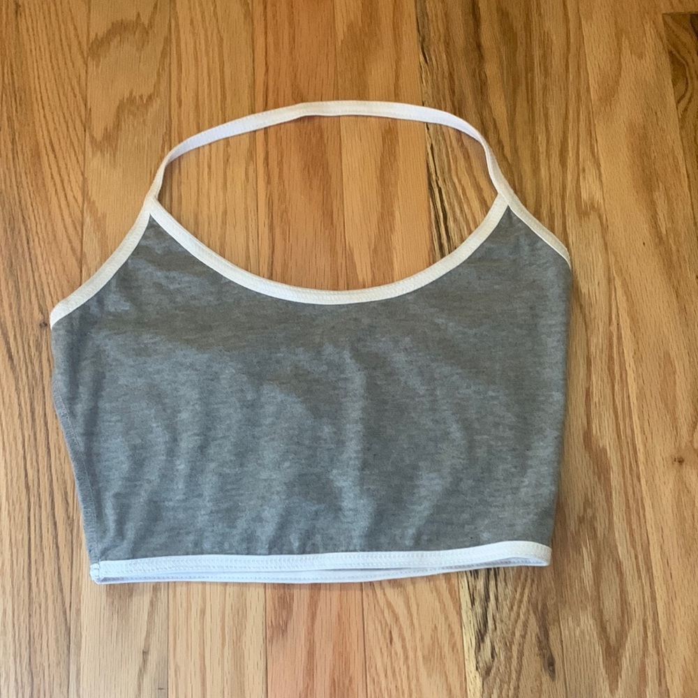 Heather grey and white halter top